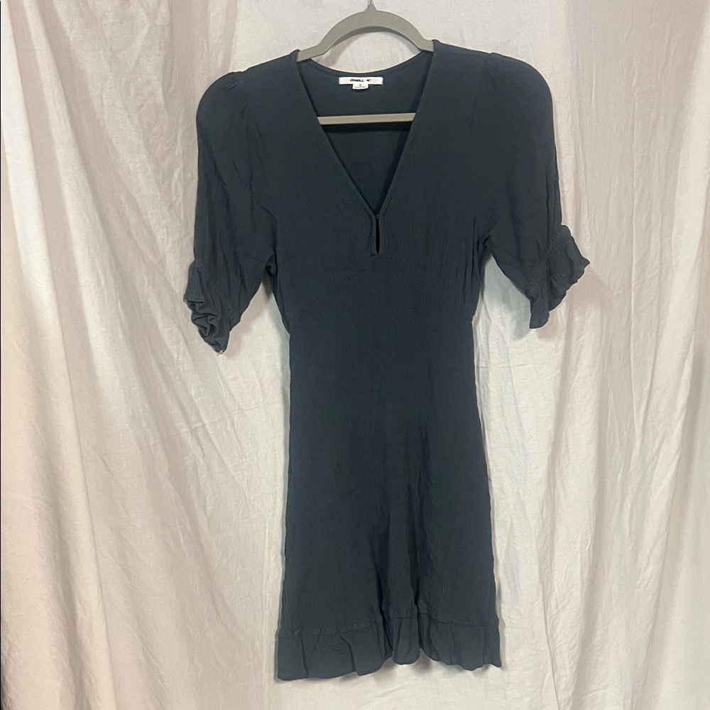 O'Neill Black Ruffle Sleeve Mini Dress